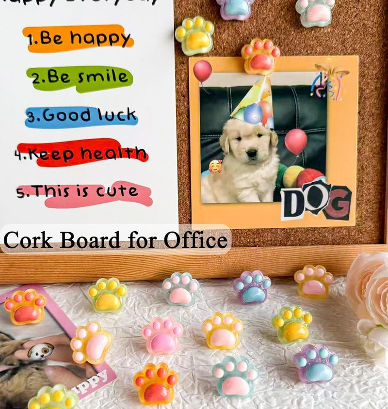 Tandarui 30 pcs Cat Paw Push Pins, Cute Animal Decorative Thumbtacks,Cartoon Drawing Pins for Cork Board,Photo Wall,Memo Paper,Menu Maps,Home and Office Decor,Class or Cubicle Decor - Image 5